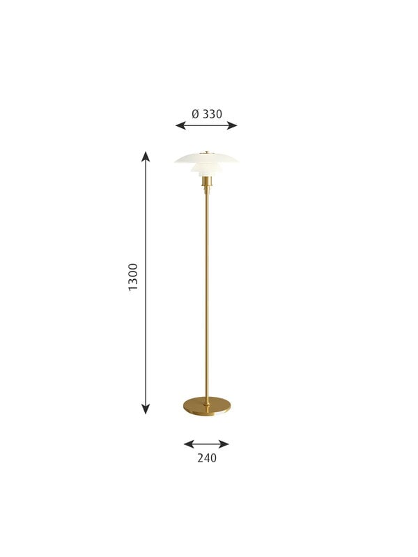 Floor lamps, PH 3 1/2 - 2 1/2 floor lamp, metallised brass, Gold Floor lamps, PH 3 1/2 - 2 1/2 floor lamp, metallised brass, Gold