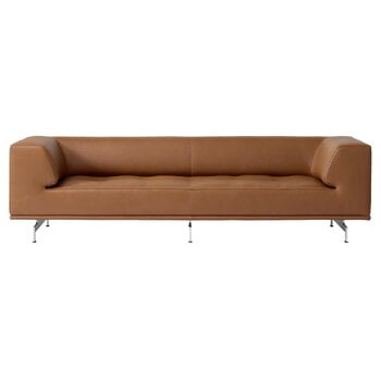 Sofas, Delphi 3-seater sofa, brushed aluminium - brown leather Max 91, Brown Sofas, Delphi 3-seater sofa, brushed aluminium - brown leather Max 91, Brown