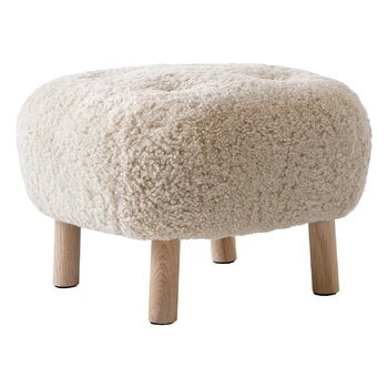 Poufs & ottomans, Little Petra ATD1 pouf, Moonlight sheepskin - white oiled oak, White Poufs & ottomans, Little Petra ATD1 pouf, Moonlight sheepskin - white oiled oak, White