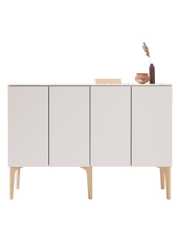 Sideboards & dressers, Fuuga sideboard, 128 cm, cashmere - Terrazzo - oak, Beige