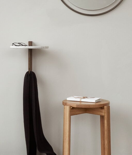 Wall shelves, Corbel shelf, dark stained oak - Carrara marble, White Wall shelves, Corbel shelf, dark stained oak - Carrara marble, White