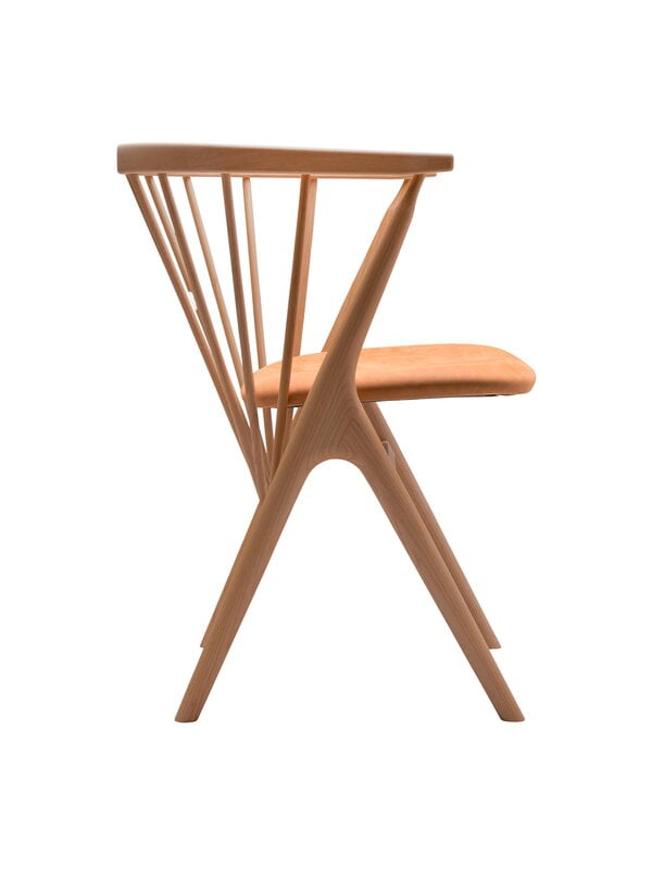 Dining chairs, No 8 chair, oiled beech - cognac leather, Brown Dining chairs, No 8 chair, oiled beech - cognac leather, Brown