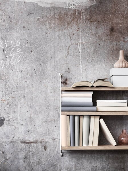 Wall shelves, String Pocket shelf, oak - white, White